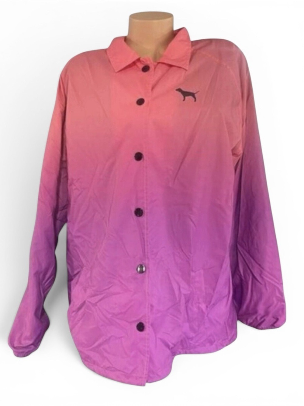 Victoria's Secret PINK Large Windbreaker Jacket Anorak Pink Purple Ombre